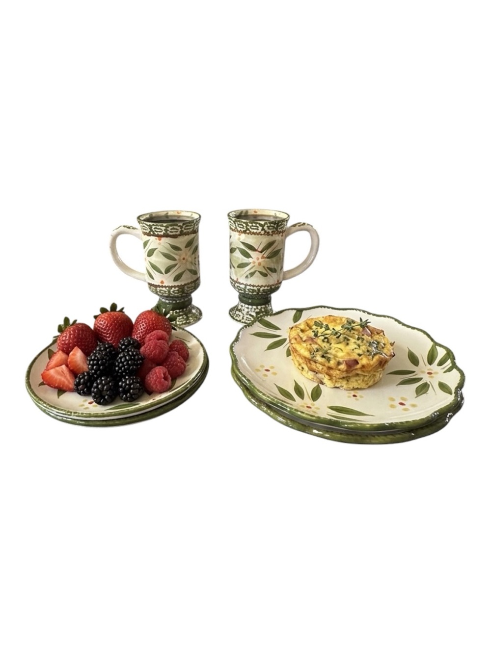 Temptations 2 Piece Luncheon Set: 8” Lunch Plates, 6” Salad Plates-Pedestal Mugs
